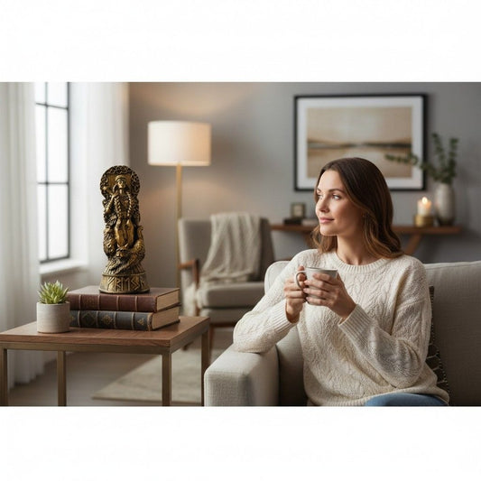 Freyja Goddess Figurine 8" Antique Gold - Norse Viking Statue - New