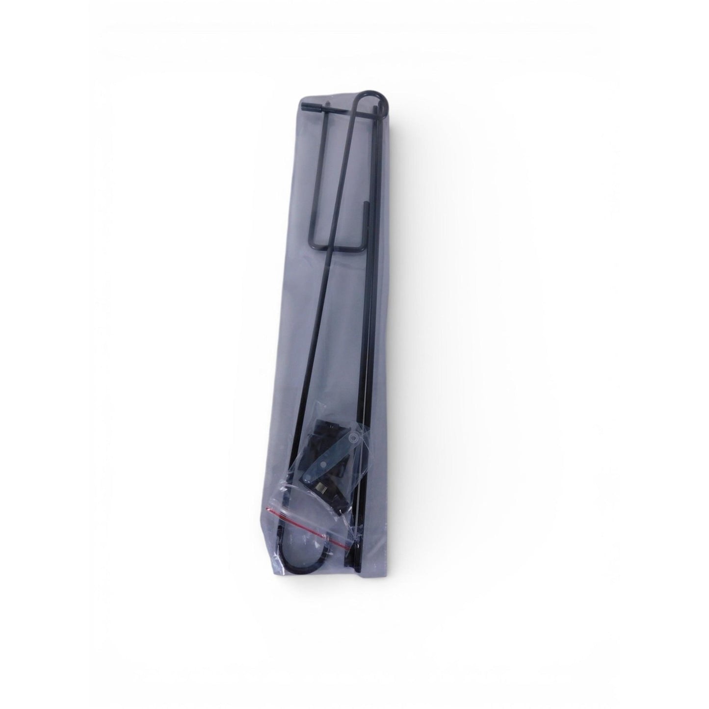 35" Black Garden Flag Holder - Metal Yard Stake with Anti-Wind Clips & Stoppers