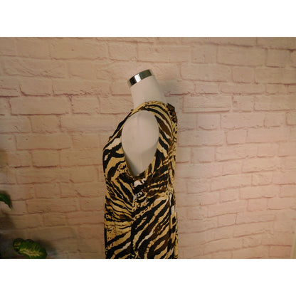 Animal Print Maxi Dress With Beaded Necklace By Lennie For Nina Leonard Size L