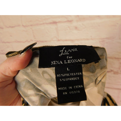 Animal Print Maxi Dress With Beaded Necklace By Lennie For Nina Leonard Size L