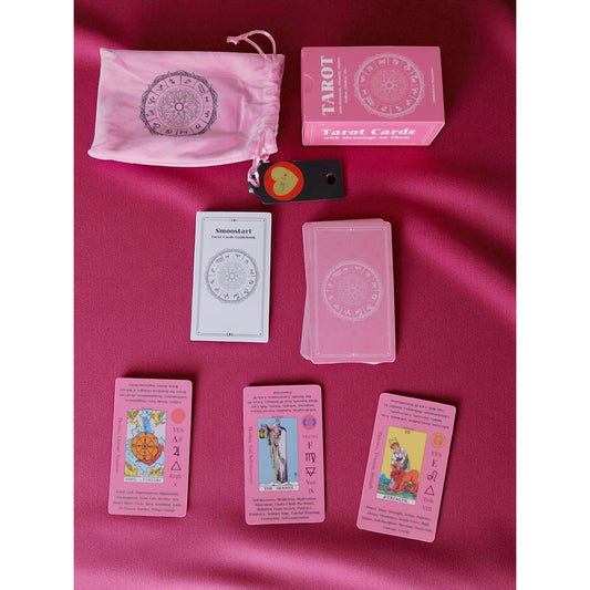 Smoostart Pink Tarot Cards w/ Meanings Guidebook Zodiac Set