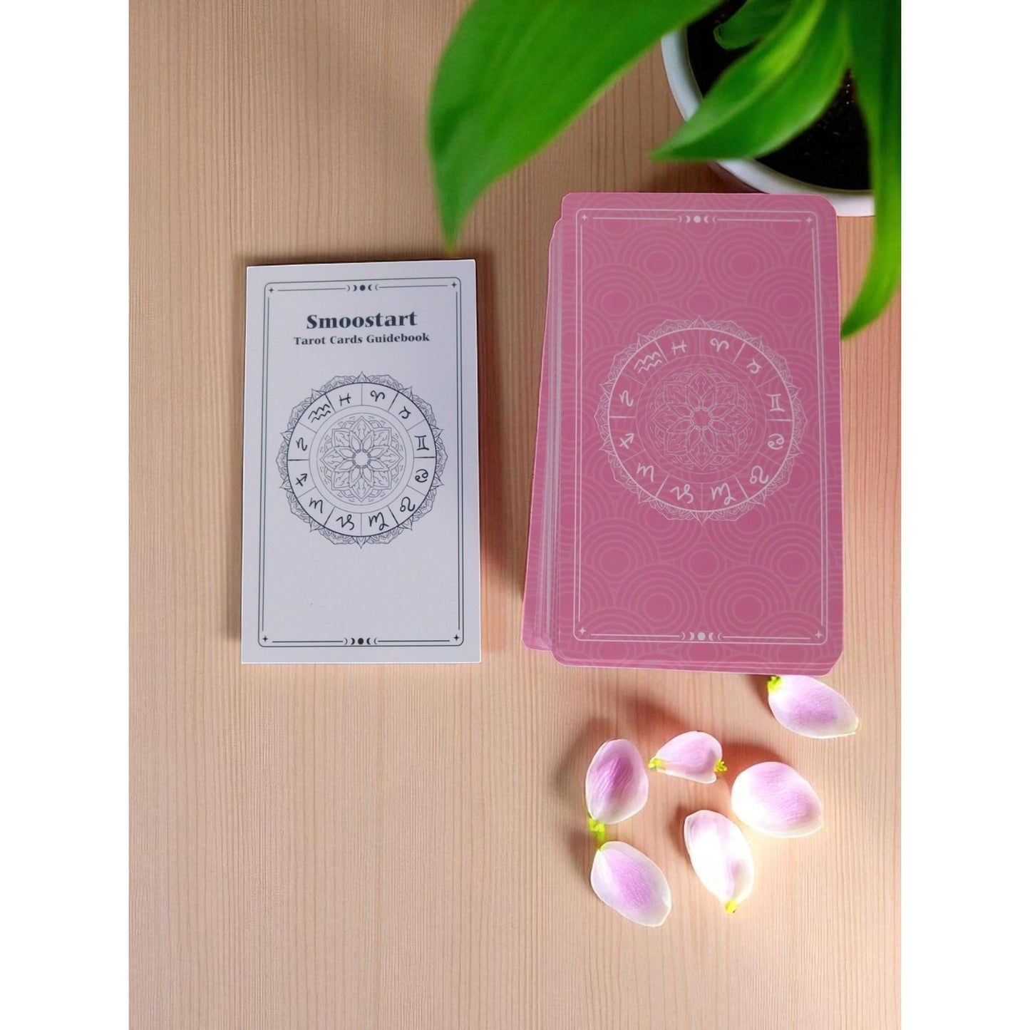 Smoostart Pink Tarot Cards w/ Meanings Guidebook Zodiac Set