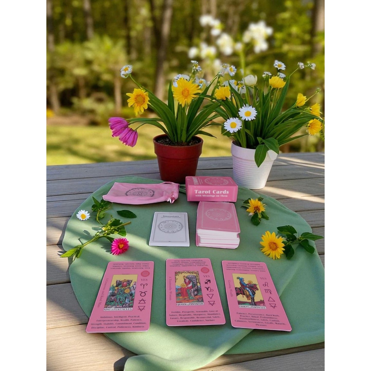 Smoostart Pink Tarot Cards w/ Meanings Guidebook Zodiac Set