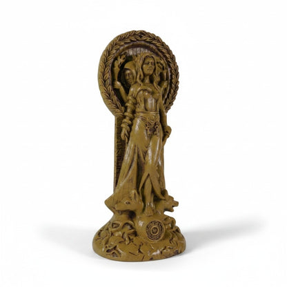 Hecate Goddess Statue Resin Triple Form Wiccan Pagan Altar Decor Gold Tone