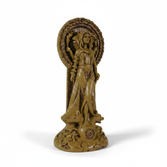 Hecate Goddess Statue Resin Triple Form Wiccan Pagan Altar Decor Gold Tone