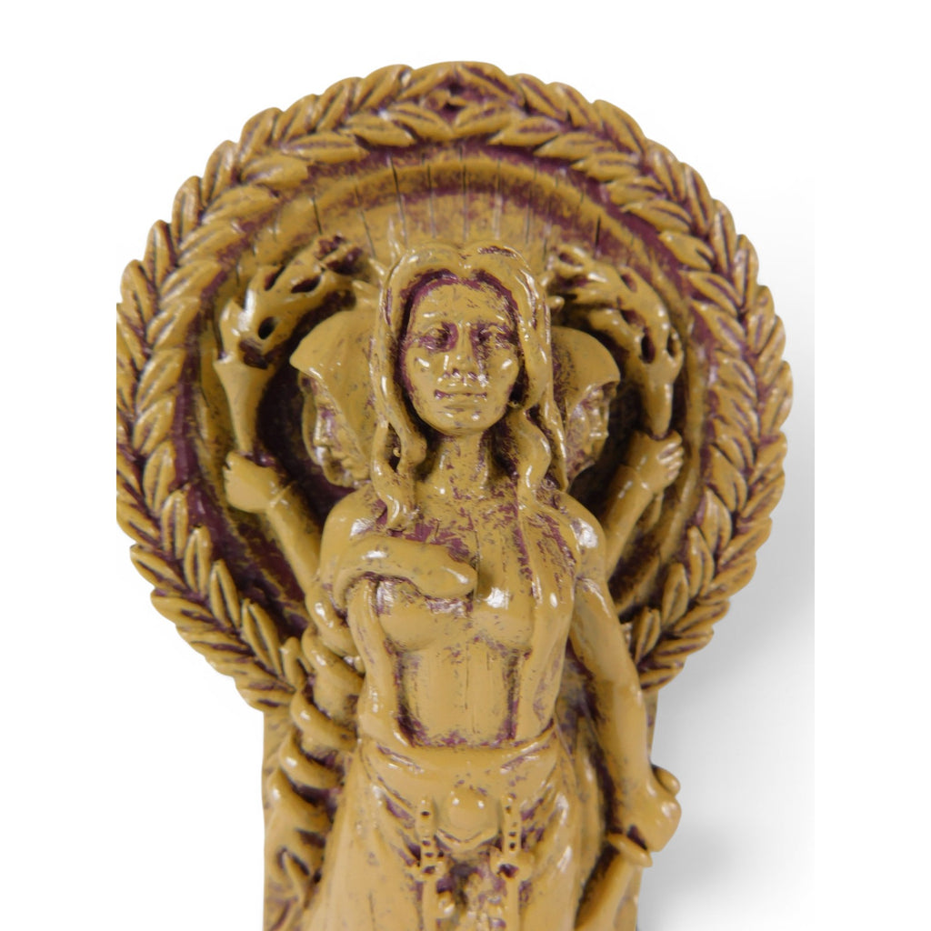 Hecate Goddess Statue Resin Triple Form Wiccan Pagan Altar Decor Gold Tone