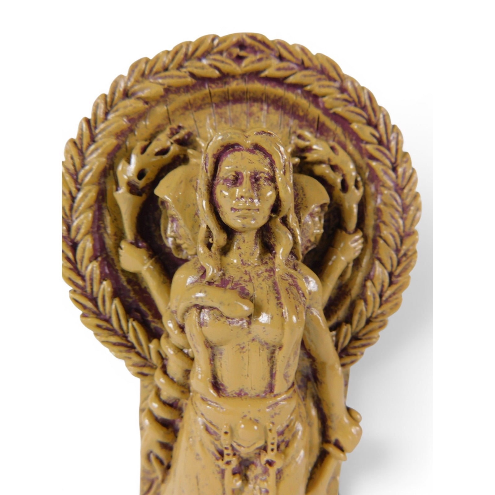 Hecate Goddess Statue Resin Triple Form Wiccan Pagan Altar Decor Gold Tone