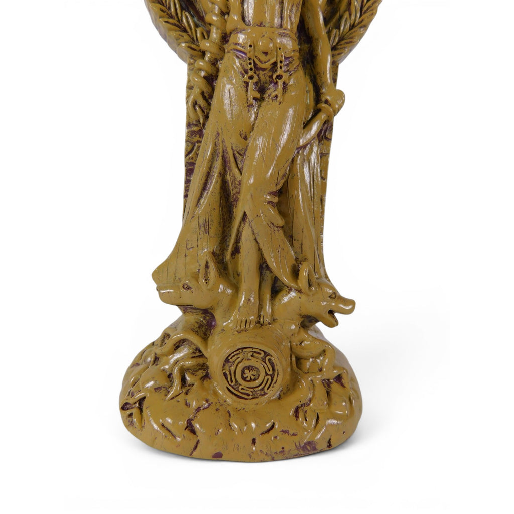 Hecate Goddess Statue Resin Triple Form Wiccan Pagan Altar Decor Gold Tone