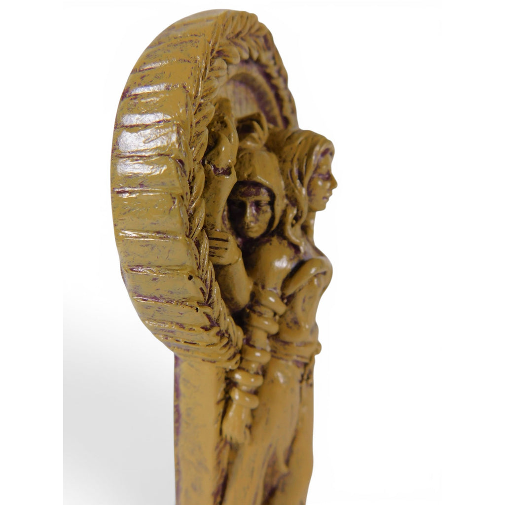Hecate Goddess Statue Resin Triple Form Wiccan Pagan Altar Decor Gold Tone