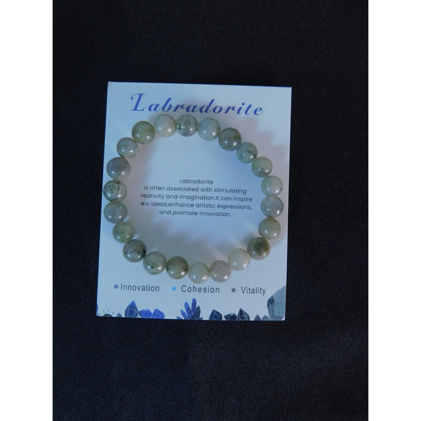 Labradorite Bead Bracelet Natural Crystal Stone Stretch Unisex Healing Jewelry G