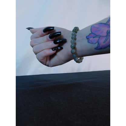 Labradorite Bead Bracelet Natural Crystal Stone Stretch Unisex Healing Jewelry G