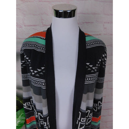 Billabong Knit Cardigan Boho Aztec Southwestern Open Front M
