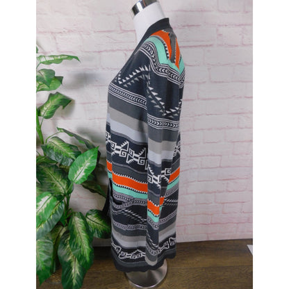 Billabong Knit Cardigan Boho Aztec Southwestern Open Front M