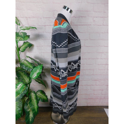Billabong Knit Cardigan Boho Aztec Southwestern Open Front M