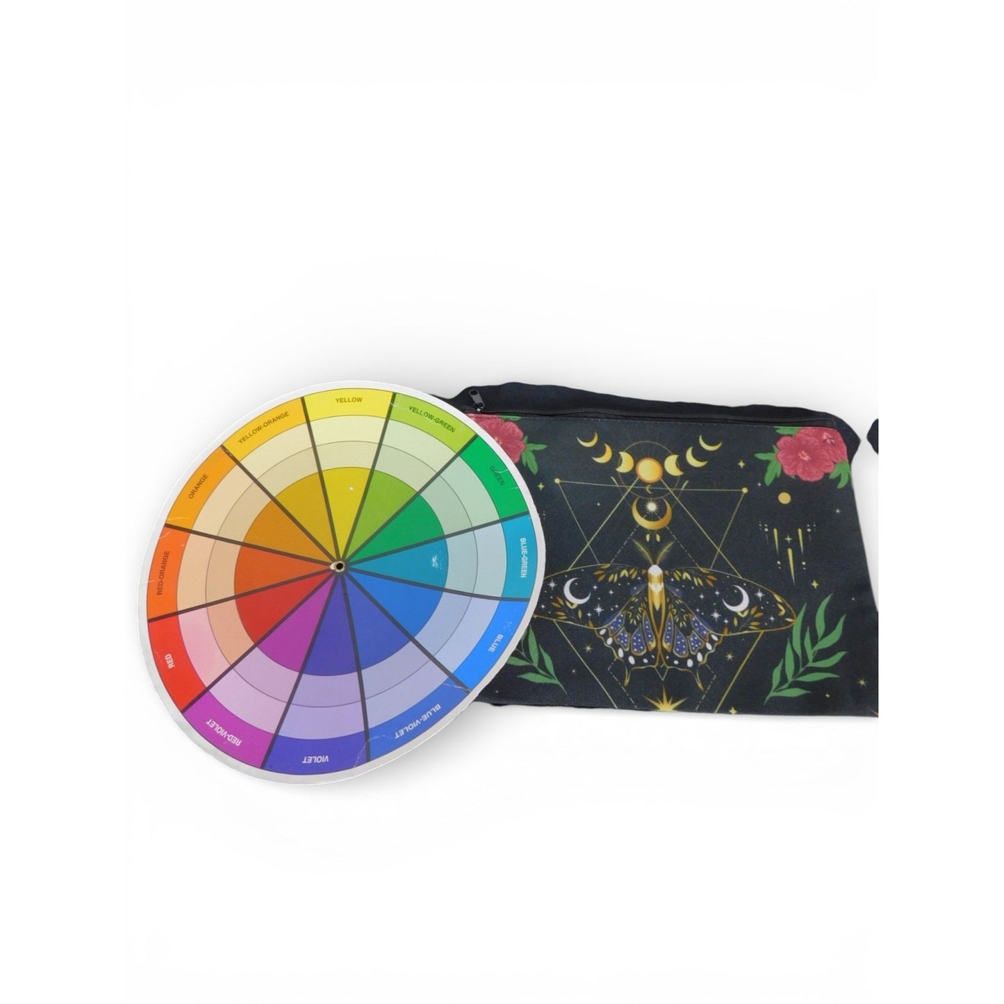Celestial Moth Moon Phases Black Cosmetic Bag Travel Makeup Zipper Pouch