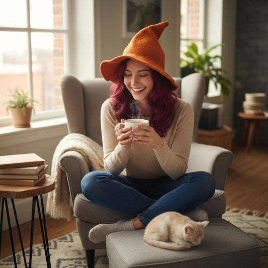 Orange Woven Wool Blend Witch Hat - Adult Ritual & Everyday Wear - New