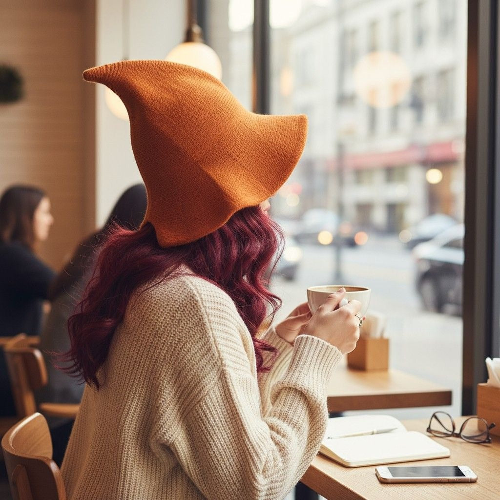 Orange Woven Wool Blend Witch Hat - Adult Ritual & Everyday Wear - New
