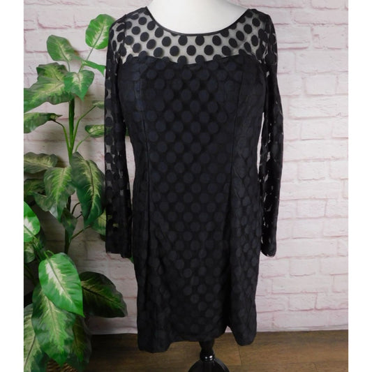 Trixxi Black Polka Dot Mesh Long Sleeve Dress Size 18 NWT