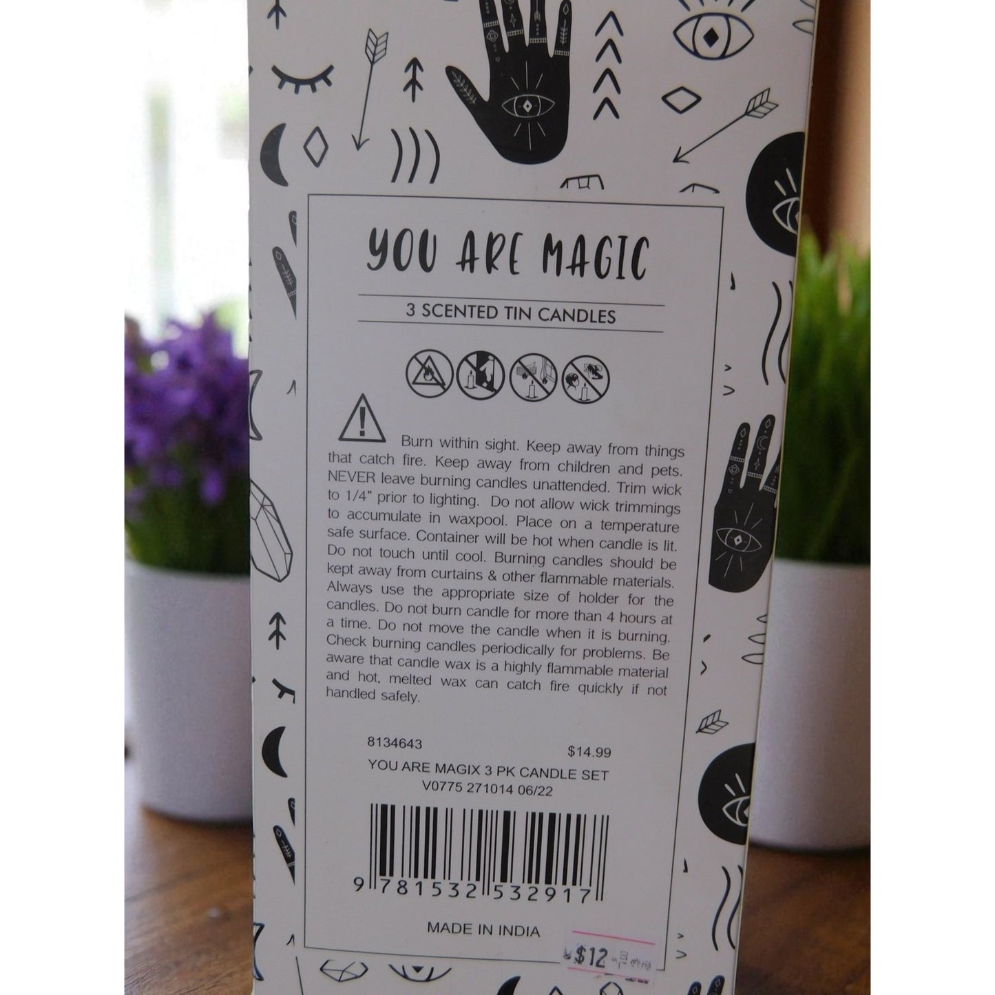 You Are Magic Scented Candle Set 3 Tin Clarity Mystic Purpose Crystals Gift Deco