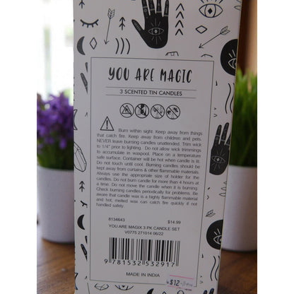 You Are Magic Scented Candle Set 3 Tin Clarity Mystic Purpose Crystals Gift Deco