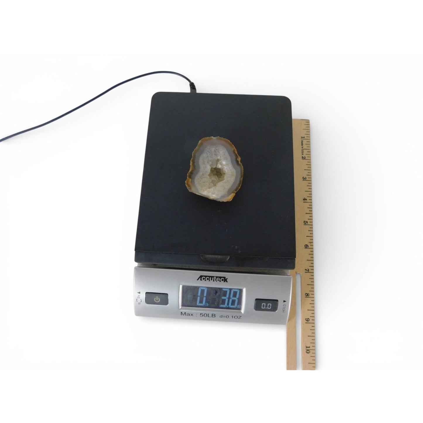 Vtg Grey Agate Geode Standing Stone Polished Druzy Crystal Altar Decor 0.38lbs