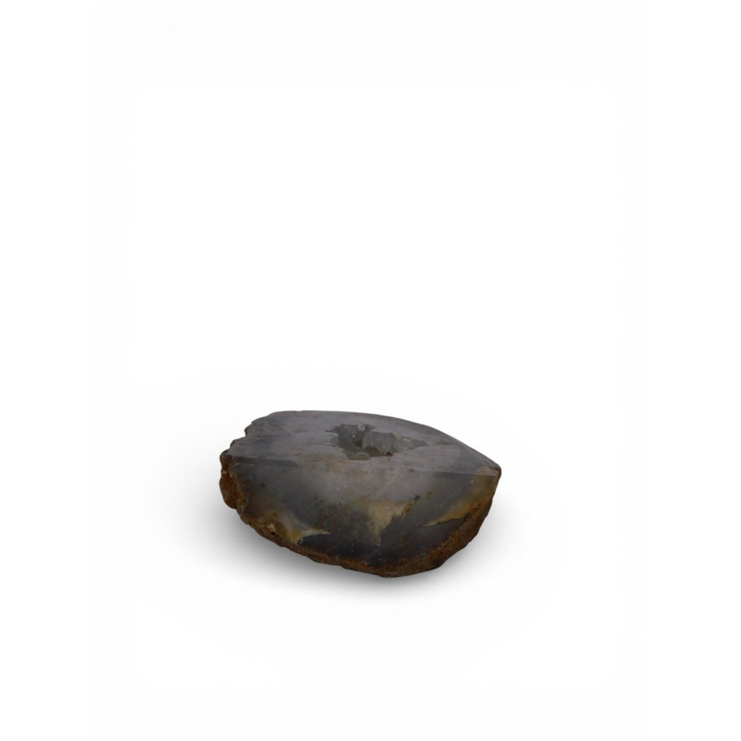 Vtg Grey Agate Geode Standing Stone Polished Druzy Crystal Altar Decor 0.38lbs