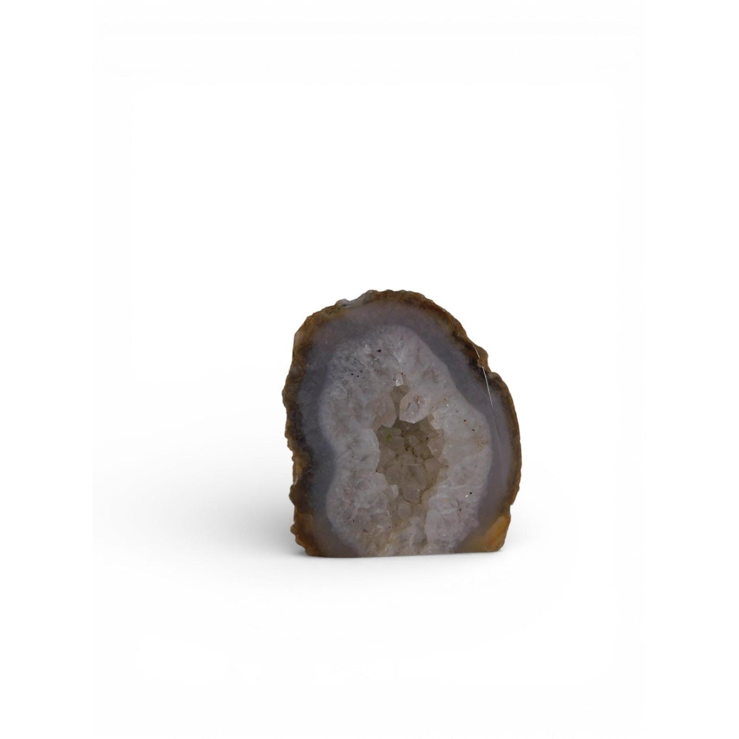 Vtg Grey Agate Geode Standing Stone Polished Druzy Crystal Altar Decor 0.38lbs