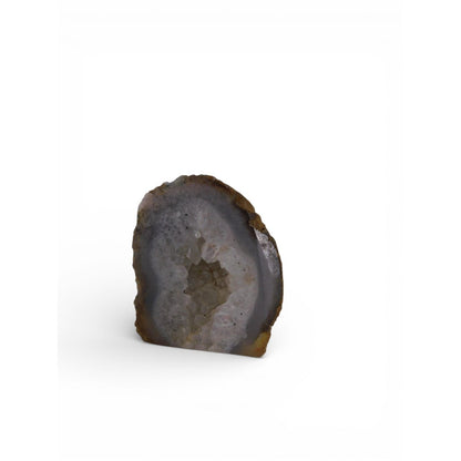 Vtg Grey Agate Geode Standing Stone Polished Druzy Crystal Altar Decor 0.38lbs