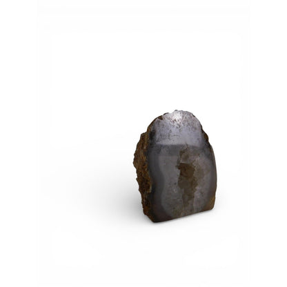 Vtg Grey Agate Geode Standing Stone Polished Druzy Crystal Altar Decor 0.38lbs
