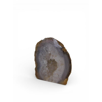 Vtg Grey Agate Geode Standing Stone Polished Druzy Crystal Altar Decor 0.38lbs