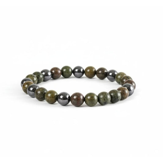 Natural Dragon Blood Jasper & Hematite Beaded Stretch Bracelet 8mm For Men & Women