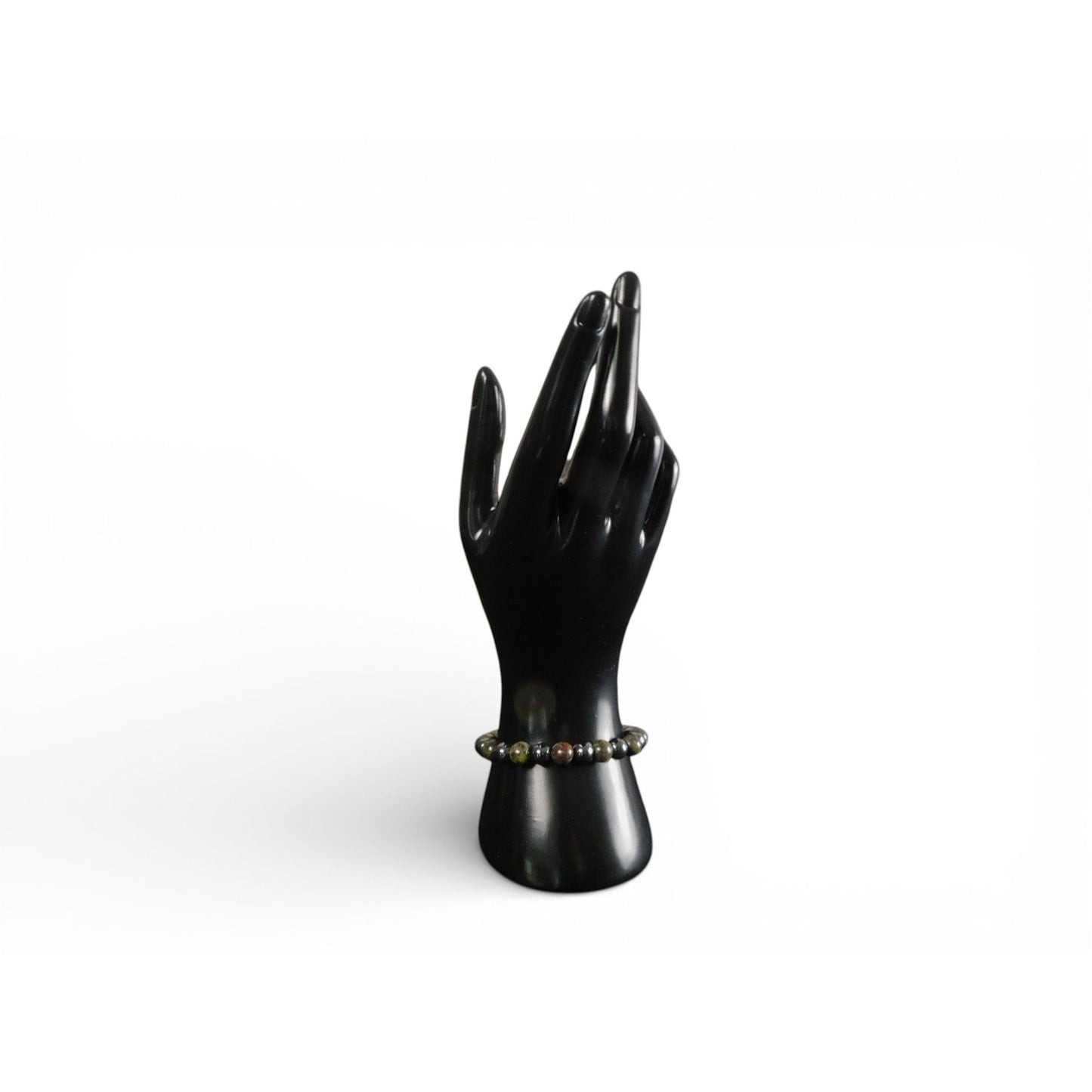 Natural Dragon Blood Jasper & Hematite Beaded Stretch Bracelet 8mm For Men & Women