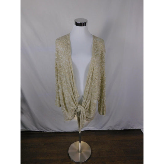 Brittany Black Beige Open-Knit Tie Cardigan M - Boho Lightweight - Excellent