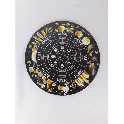 Wheel Of The Year Sabbat Wall Plaque Pentacle Moon Phases Wicca Altar Decor