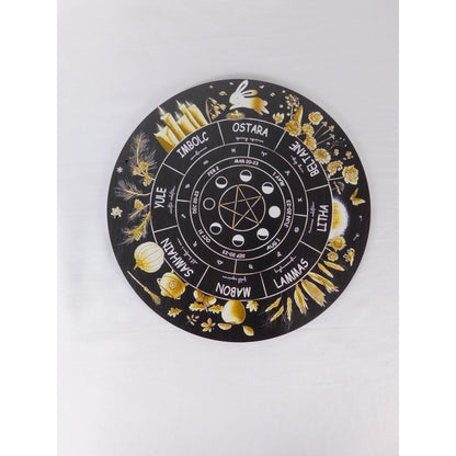 Wheel Of The Year Sabbat Wall Plaque Pentacle Moon Phases Wicca Altar Decor