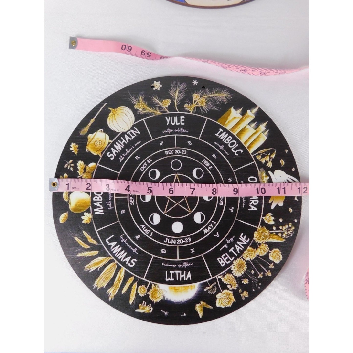Wheel Of The Year Sabbat Wall Plaque Pentacle Moon Phases Wicca Altar Decor