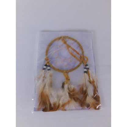 Brown Feather Dream Catcher Small Native American Wall Hanging Mystical Decor