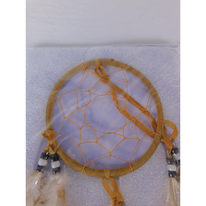 Brown Feather Dream Catcher Small Native American Wall Hanging Mystical Decor