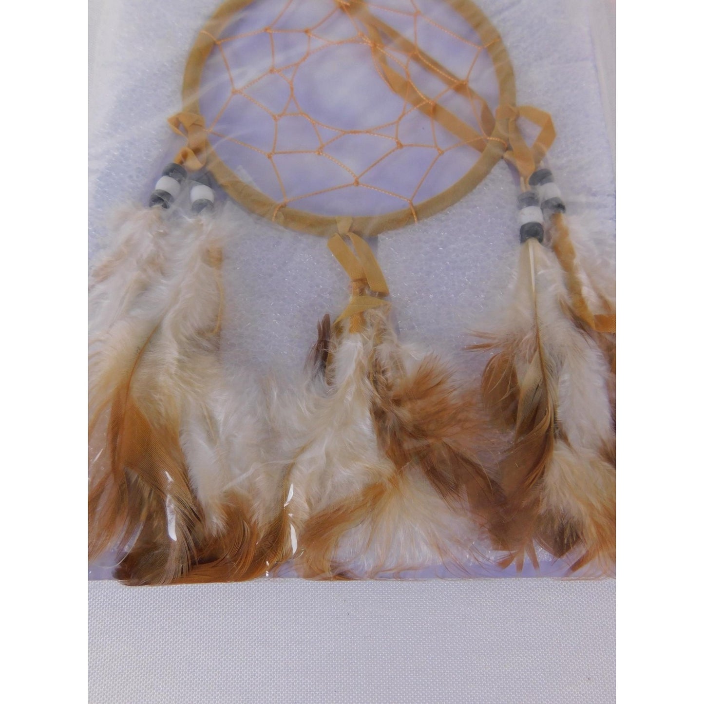 Brown Feather Dream Catcher Small Native American Wall Hanging Mystical Decor
