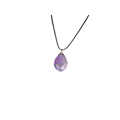 Amethyst Tree of Life Pendant Necklace Wire Wrapped Purple Crystal Teardrop