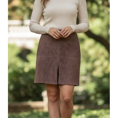 Worth Suede Brown Boho Mini Skirt 6 Leather