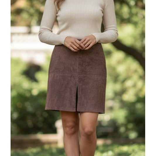 Worth Suede Brown Boho Mini Skirt 6 Leather