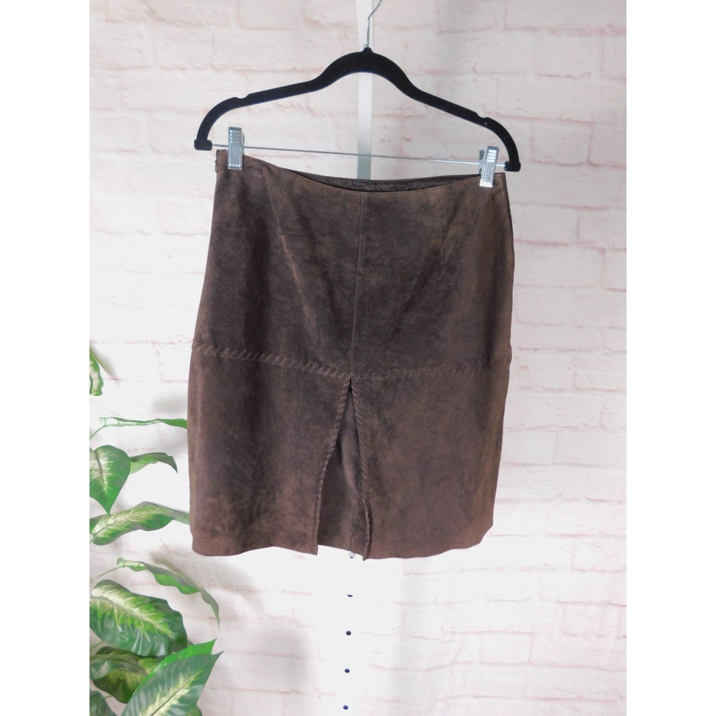 Worth Suede Brown Boho Mini Skirt 6 Leather