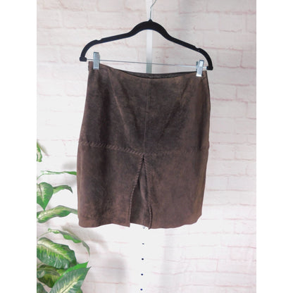 Worth Suede Brown Boho Mini Skirt 6 Leather