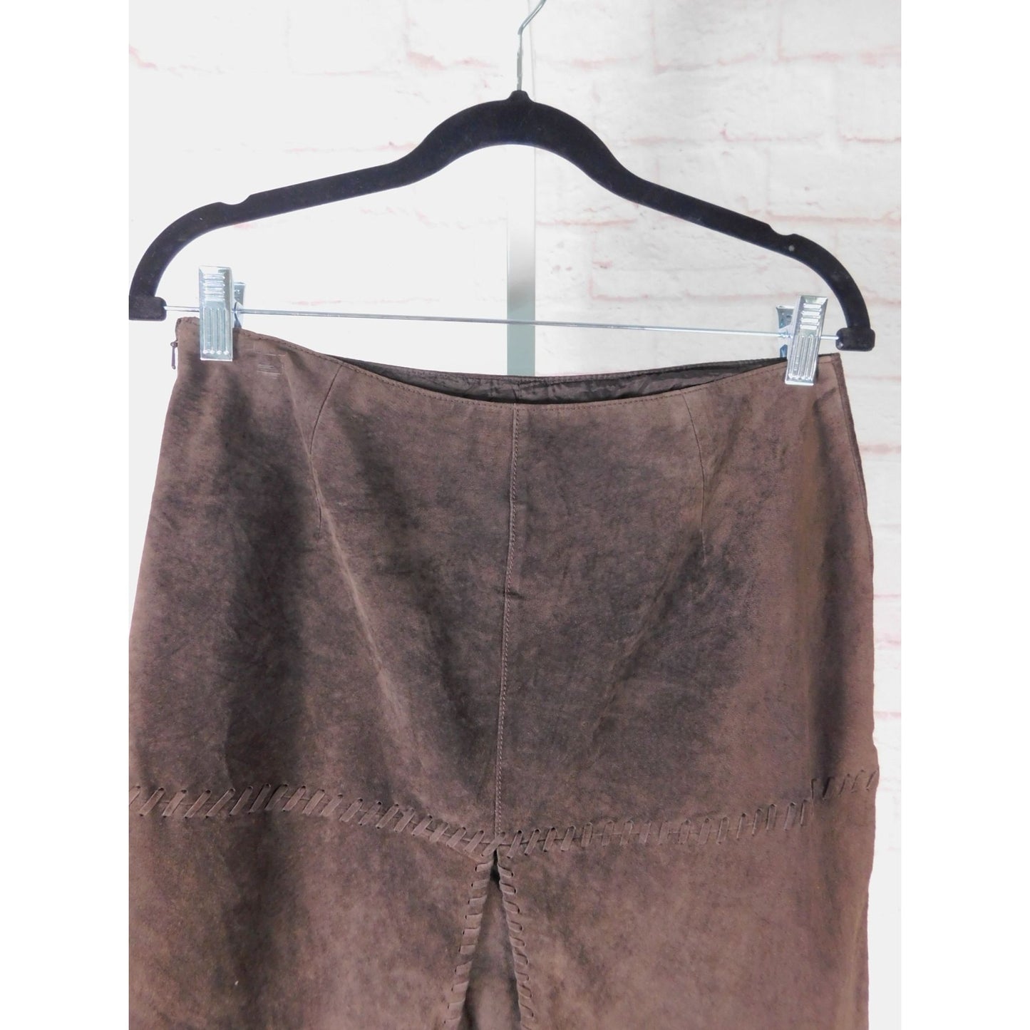 Worth Suede Brown Boho Mini Skirt 6 Leather