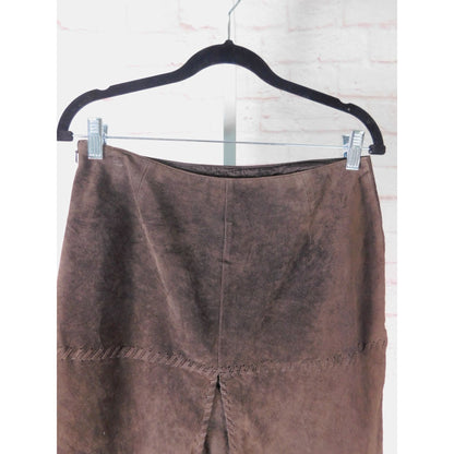 Worth Suede Brown Boho Mini Skirt 6 Leather