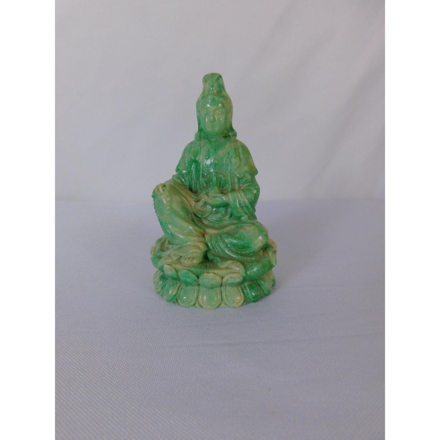 Green Kwan Yin Buddha Statue Small Ceramic Figurine Buddhist Altar Decor Gift