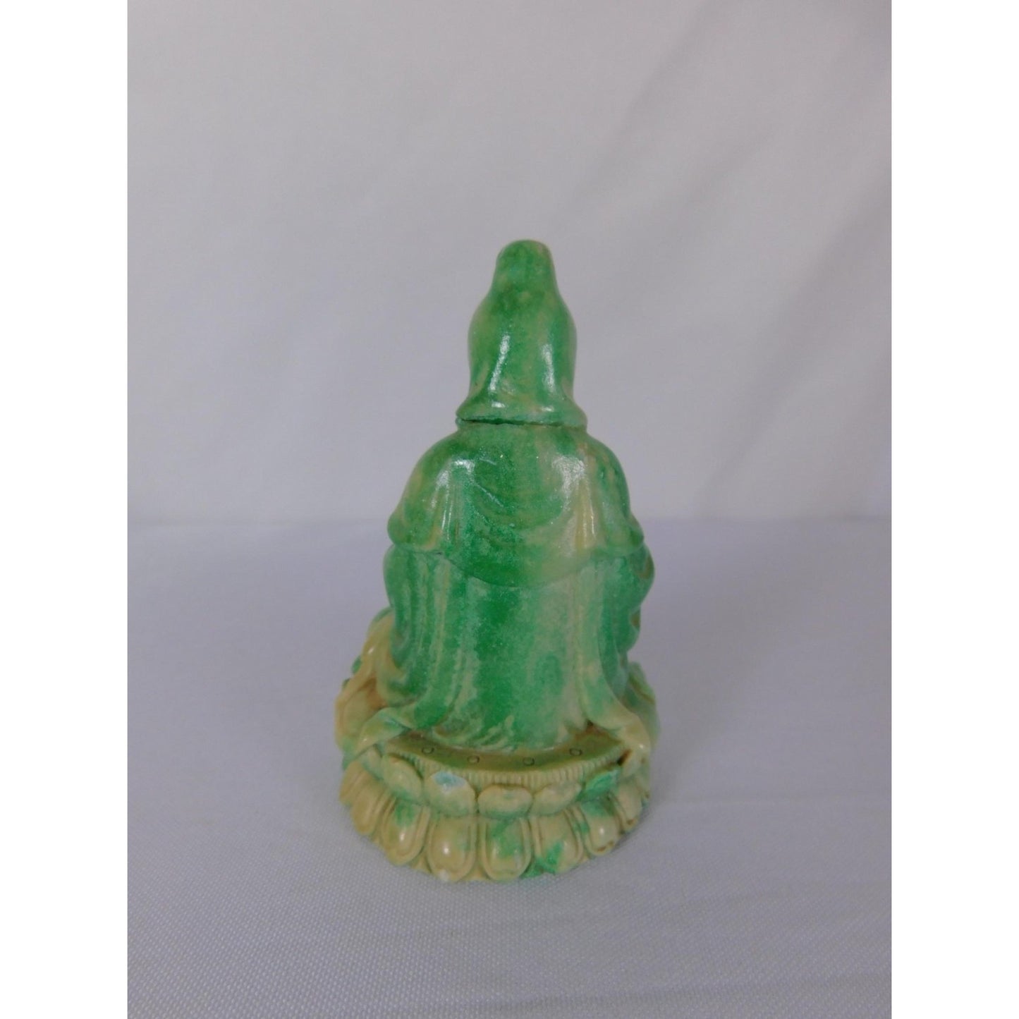 Green Kwan Yin Buddha Statue Small Ceramic Figurine Buddhist Altar Decor Gift