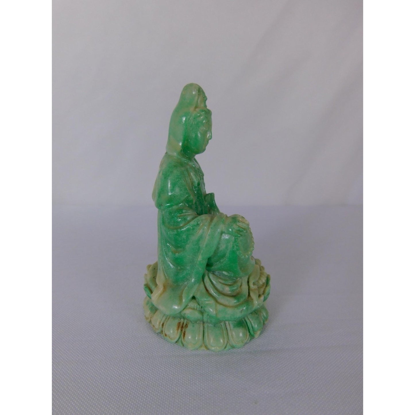 Green Kwan Yin Buddha Statue Small Ceramic Figurine Buddhist Altar Decor Gift