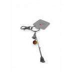 Handmade Keychain Charm Womens 5.5 In Amber Bead Broom Silver Tone Witchy